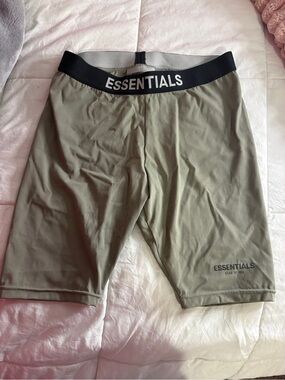 Essentials Olive Green Performance Cycling Shorts with Black Waistband